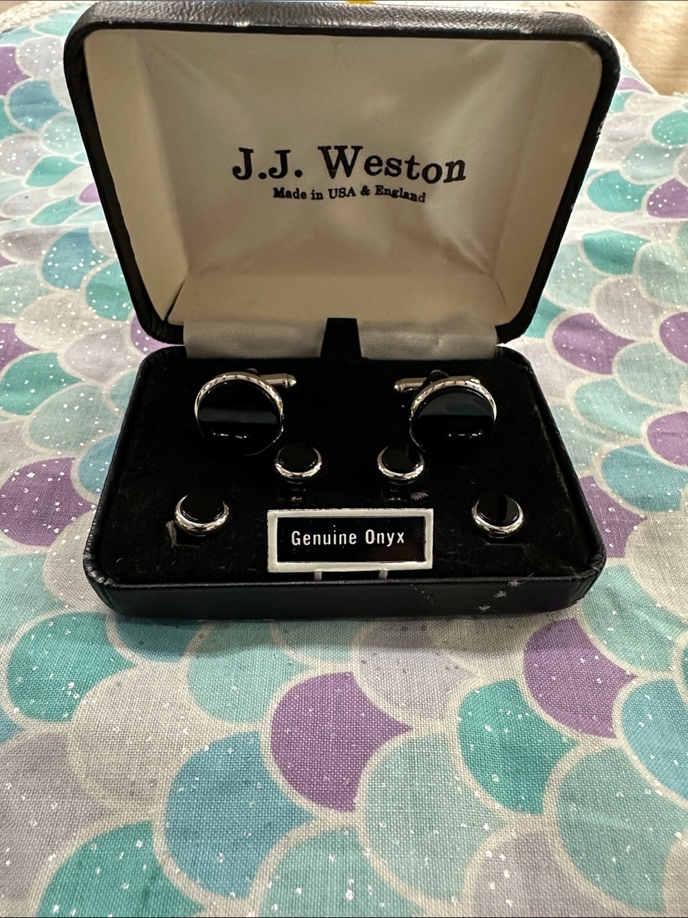 J.J. Weston Onyx formal Cufflink Set